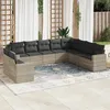 Image de Vidaxl Salon De Jardin Avec Coussins 10 Pcs Gris Clair RÃ©sine TressÃ©e