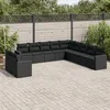 Image de Vidaxl Salon De Jardin 11 Pcs Avec Coussins Noir RÃ©sine TressÃ©e