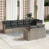 Image de Vidaxl Salon De Jardin 8 Pcs Avec Coussins Gris RÃ©sine TressÃ©e