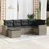 Image de Vidaxl Salon De Jardin 6 Pcs Avec Coussins Gris Clair RÃ©sine TressÃ©e