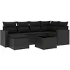 Image de Vidaxl Salon De Jardin 7 Pcs Avec Coussins Noir RÃ©sine TressÃ©e