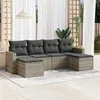 Image de Vidaxl Salon De Jardin 6 Pcs Avec Coussins Gris Clair RÃ©sine TressÃ©e