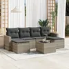 Image de Vidaxl Salon De Jardin Avec Coussins 7 Pcs Gris Clair RÃ©sine TressÃ©e