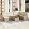 Image de Vidaxl Salon De Jardin Avec Coussins 9 Pcs Beige RÃ©sine TressÃ©e