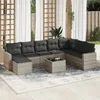 Image de Vidaxl Salon De Jardin 9 Pcs Avec Coussins Gris Clair RÃ©sine TressÃ©e