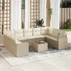Image de Vidaxl Salon De Jardin Avec Coussins 10 Pcs Beige RÃ©sine TressÃ©e