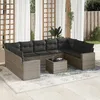 Image de Vidaxl Salon De Jardin Avec Coussins 10 Pcs Gris RÃ©sine TressÃ©e