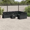 Image de Vidaxl Salon De Jardin 10 Pcs Avec Coussins Noir RÃ©sine TressÃ©e