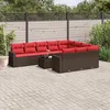 Image de Vidaxl Salon De Jardin Et Coussins 11 Pcs Marron RÃ©sine TressÃ©e