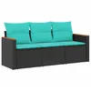 Image de Vidaxl Salon De Jardin 3 Pcs Avec Coussins Noir RÃ©sine TressÃ©e