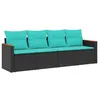 Image de Vidaxl Salon De Jardin 4 Pcs Avec Coussins Noir RÃ©sine TressÃ©e
