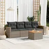 Image de Vidaxl Salon De Jardin 5 Pcs Avec Coussins Gris RÃ©sine TressÃ©e