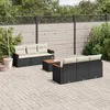 Image de Vidaxl Salon De Jardin 7 Pcs Avec Coussins Noir RÃ©sine TressÃ©e