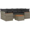 Image de Vidaxl Salon De Jardin Avec Coussins 7 Pcs Gris RÃ©sine TressÃ©e