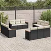 Image de Vidaxl Salon De Jardin 12 Pcs Avec Coussins Noir RÃ©sine TressÃ©e