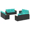 Image de Vidaxl Salon De Jardin Avec Coussins 12 Pcs Noir RÃ©sine TressÃ©e
