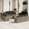 Image de Vidaxl Salon De Jardin Avec Coussins 13 Pcs Gris RÃ©sine TressÃ©e
