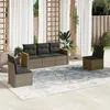 Image de Vidaxl Salon De Jardin 5 Pcs Avec Coussins Gris RÃ©sine TressÃ©e