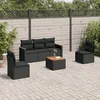 Image de Vidaxl Salon De Jardin 6 Pcs Avec Coussins Noir RÃ©sine TressÃ©e
