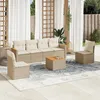 Image de Vidaxl Salon De Jardin Avec Coussins 7 Pcs Beige RÃ©sine TressÃ©e