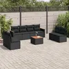 Image de Vidaxl Salon De Jardin 9 Pcs Avec Coussins Noir RÃ©sine TressÃ©e
