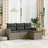 Image de Vidaxl Salon De Jardin 4 Pcs Avec Coussins Gris RÃ©sine TressÃ©e