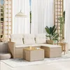 Image de Vidaxl Salon De Jardin Avec Coussins 5 Pcs Beige RÃ©sine TressÃ©e