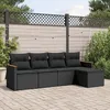Image de Vidaxl Salon De Jardin 5 Pcs Avec Coussins Noir RÃ©sine TressÃ©e