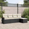 Image de Vidaxl Salon De Jardin 5 Pcs Avec Coussins Noir RÃ©sine TressÃ©e
