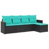Image de Vidaxl Salon De Jardin 5 Pcs Avec Coussins Noir RÃ©sine TressÃ©e