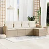 Image de Vidaxl Salon De Jardin Avec Coussins 5 Pcs Beige RÃ©sine TressÃ©e