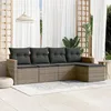 Image de Vidaxl Salon De Jardin 5 Pcs Avec Coussins Gris RÃ©sine TressÃ©e