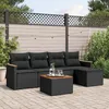 Image de Vidaxl Salon De Jardin 6 Pcs Avec Coussins Noir RÃ©sine TressÃ©e