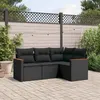 Image de Vidaxl Salon De Jardin 4 Pcs Avec Coussins Noir RÃ©sine TressÃ©e