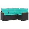 Image de Vidaxl Salon De Jardin 4 Pcs Avec Coussins Noir RÃ©sine TressÃ©e