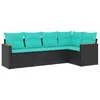 Image de Vidaxl Salon De Jardin 5 Pcs Avec Coussins Noir RÃ©sine TressÃ©e
