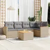 Image de Vidaxl Salon De Jardin Avec Coussins 6pcs MÃ©lange Beige RÃ©sine TressÃ©e