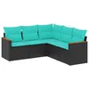 Image de Vidaxl Salon De Jardin 5 Pcs Avec Coussins Noir RÃ©sine TressÃ©e