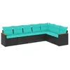 Image de Vidaxl Salon De Jardin 7 Pcs Avec Coussins Noir RÃ©sine TressÃ©e