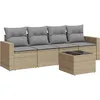 Image de Vidaxl Salon De Jardin Avec Coussins 5 Pcs Beige RÃ©sine TressÃ©e