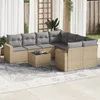 Image de Vidaxl Salon De Jardin Avec Coussins 9 Pcs Beige RÃ©sine TressÃ©e
