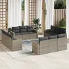 Image de Vidaxl Salon De Jardin Avec Coussins 12 Pcs Gris RÃ©sine TressÃ©e