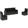 Image de Vidaxl Salon De Jardin 5 Pcs Avec Coussins Noir RÃ©sine TressÃ©e