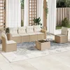 Image de Vidaxl Salon De Jardin Avec Coussins 7 Pcs Beige RÃ©sine TressÃ©e
