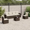 Image de Vidaxl Salon De Jardin Avec Coussins 7 Pcs Marron RÃ©sine TressÃ©e