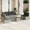 Image de Vidaxl Salon De Jardin 8 Pcs Avec Coussins Gris Clair RÃ©sine TressÃ©e
