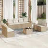 Image de Vidaxl Salon De Jardin Avec Coussins 9 Pcs Beige RÃ©sine TressÃ©e