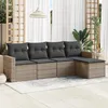 Image de Vidaxl Salon De Jardin 5 Pcs Avec Coussins Gris RÃ©sine TressÃ©e
