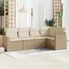 Image de Vidaxl Salon De Jardin Avec Coussins 5 Pcs Beige RÃ©sine TressÃ©e