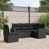 Image de Vidaxl Salon De Jardin 5 Pcs Avec Coussins Noir RÃ©sine TressÃ©e